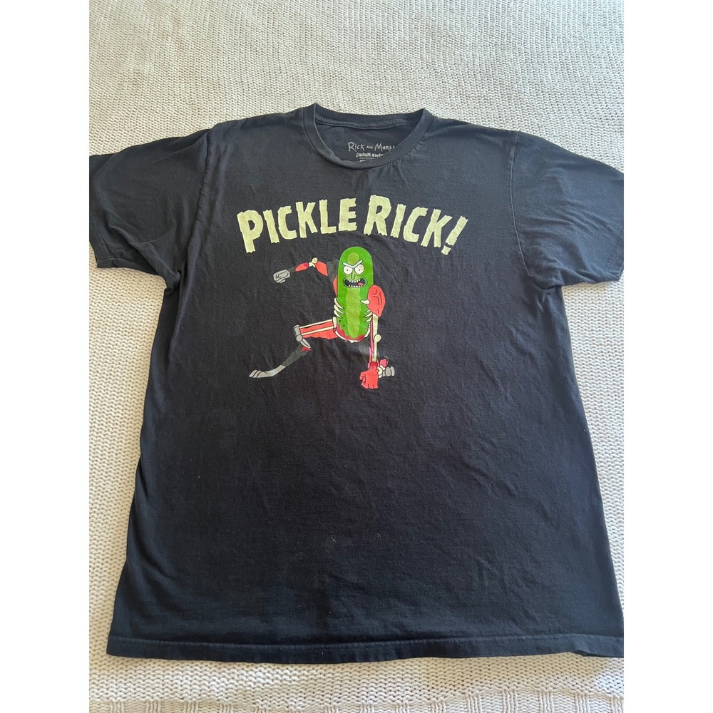 Rick and Morty Pickle Rick Shirt Mens Large Black Ripple Junction Adult Swim Tee